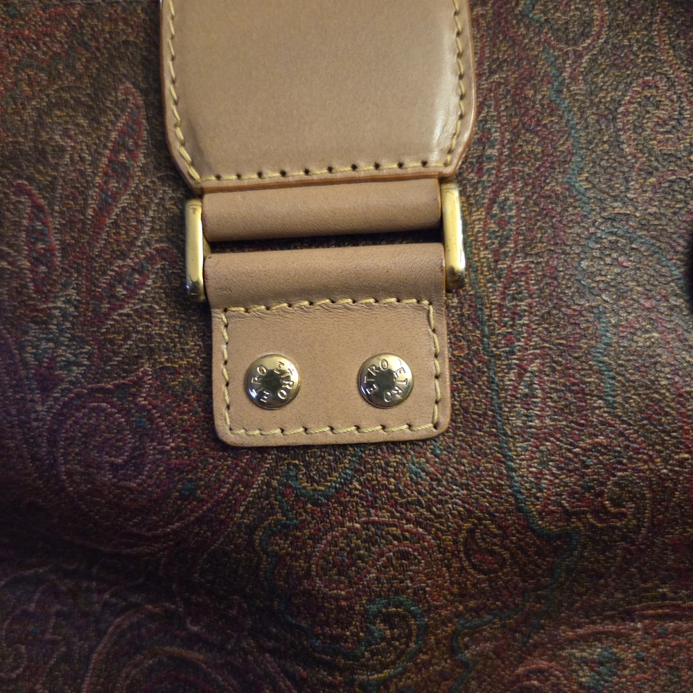 Authentic ETRO Purse Bag Paisley Shoulder Coated Canvas Leather - Picture 4 of 16